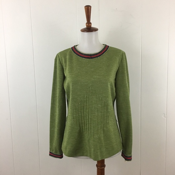 Leslie Fay Tops - Vintage Pin‎ Tuck Crew Neck Long Sleeve Top